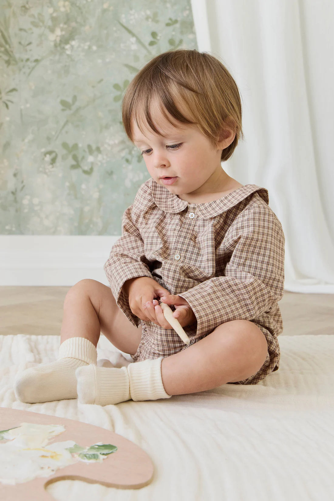 Organic Cotton Gabriel Top - Cabin Check Cocoa