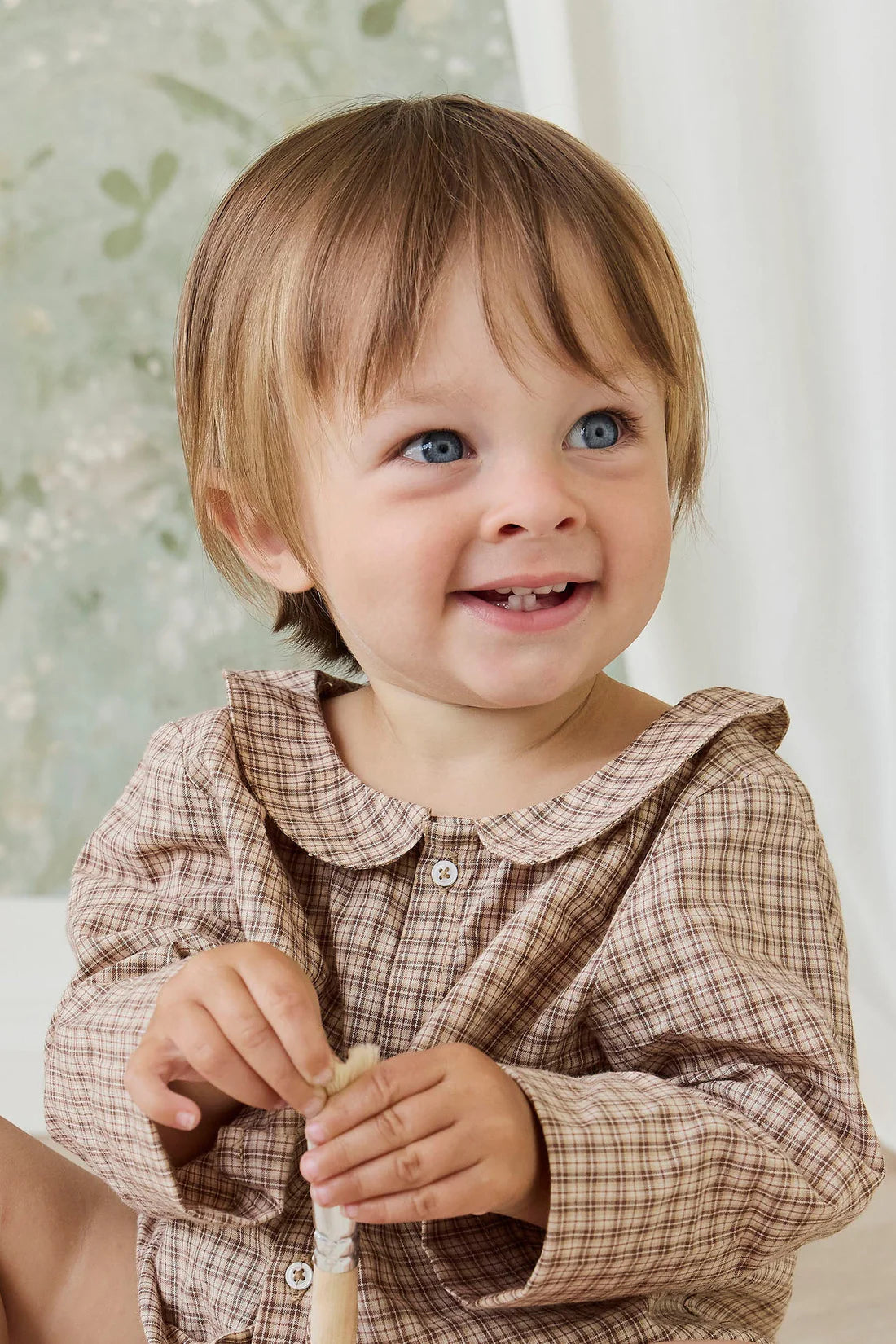 Organic Cotton Gabriel Top - Cabin Check Cocoa