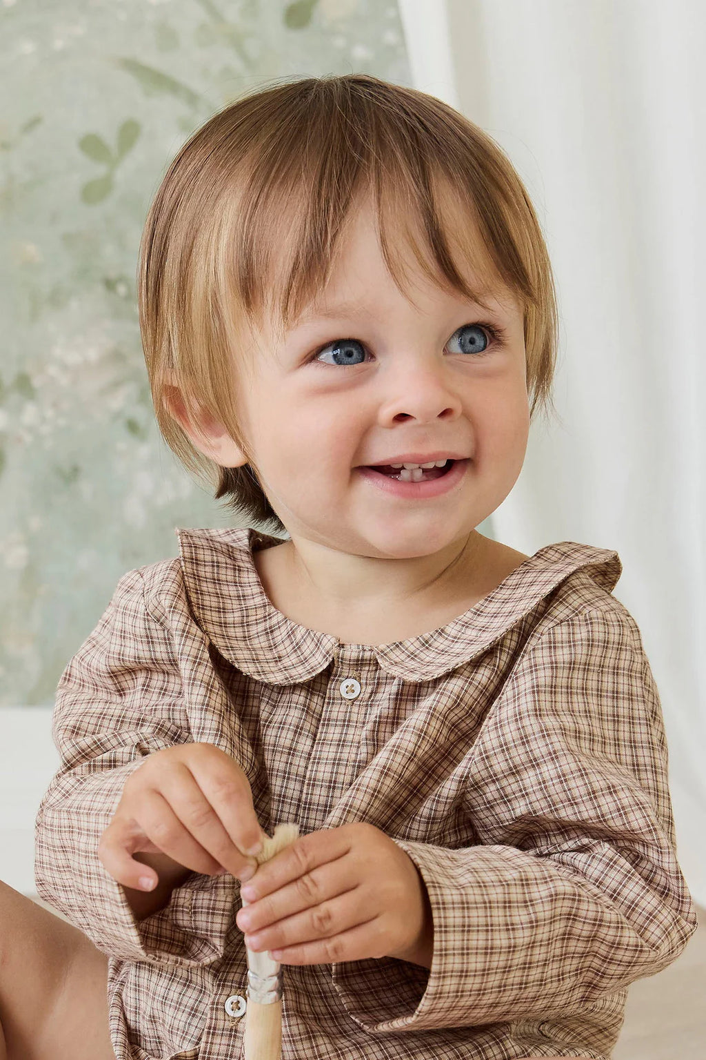 Organic Cotton Gabriel Top - Cabin Check Cocoa