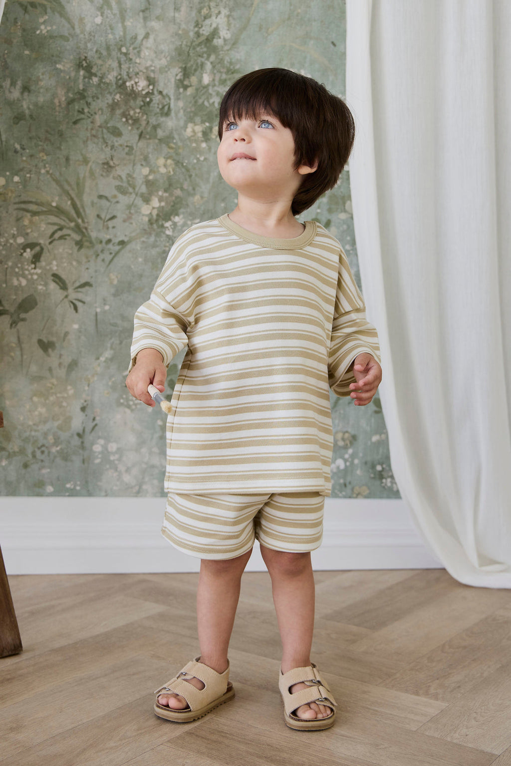 Pima Cotton Wesley Short - Double Stripe Hay/Cloud