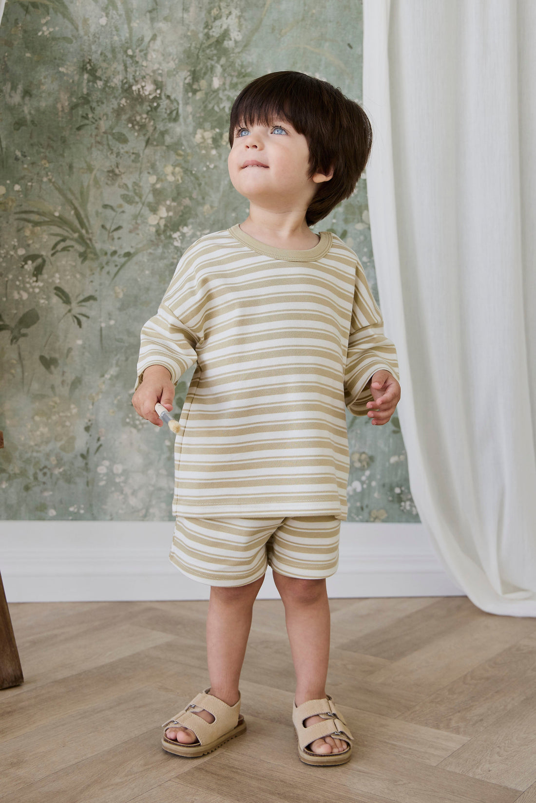 Pima Cotton Wesley Short - Double Stripe Hay/Cloud