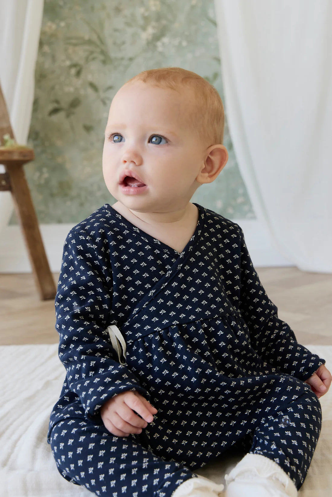 Organic Cotton Petal Wrap Top - Lisa Petite Indigo