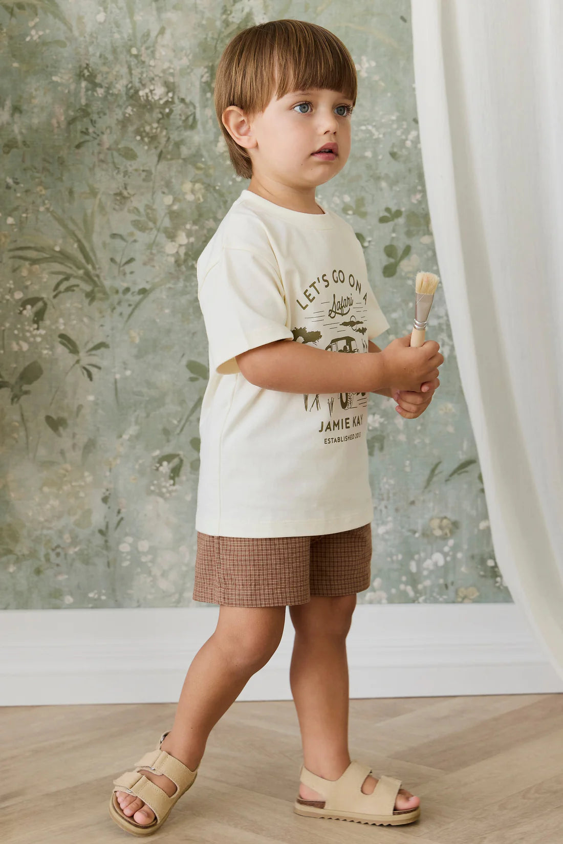 Organic Cotton Louis Short - Double Windowpane Check Oud/Hay
