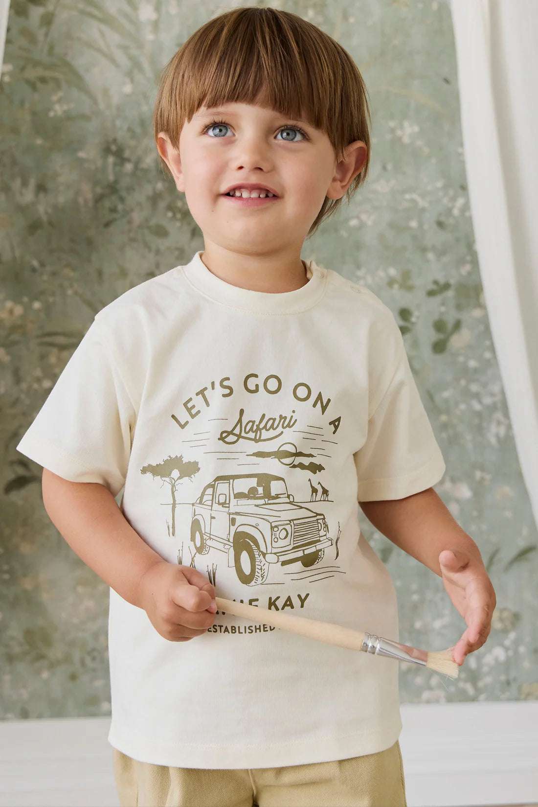 Organic Cotton Bjorn Tee - Parchment Safari Truck