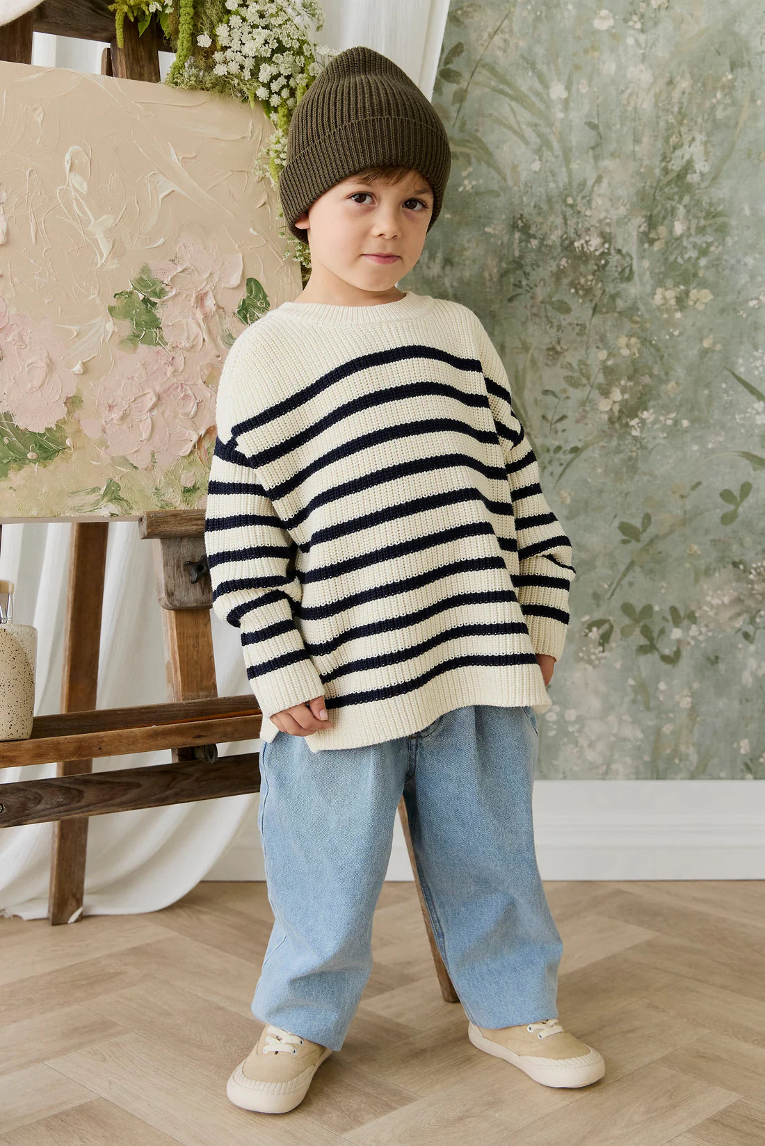 Lawrence Knit Jumper - Lawrence Stripe Cloud/Eclipse
