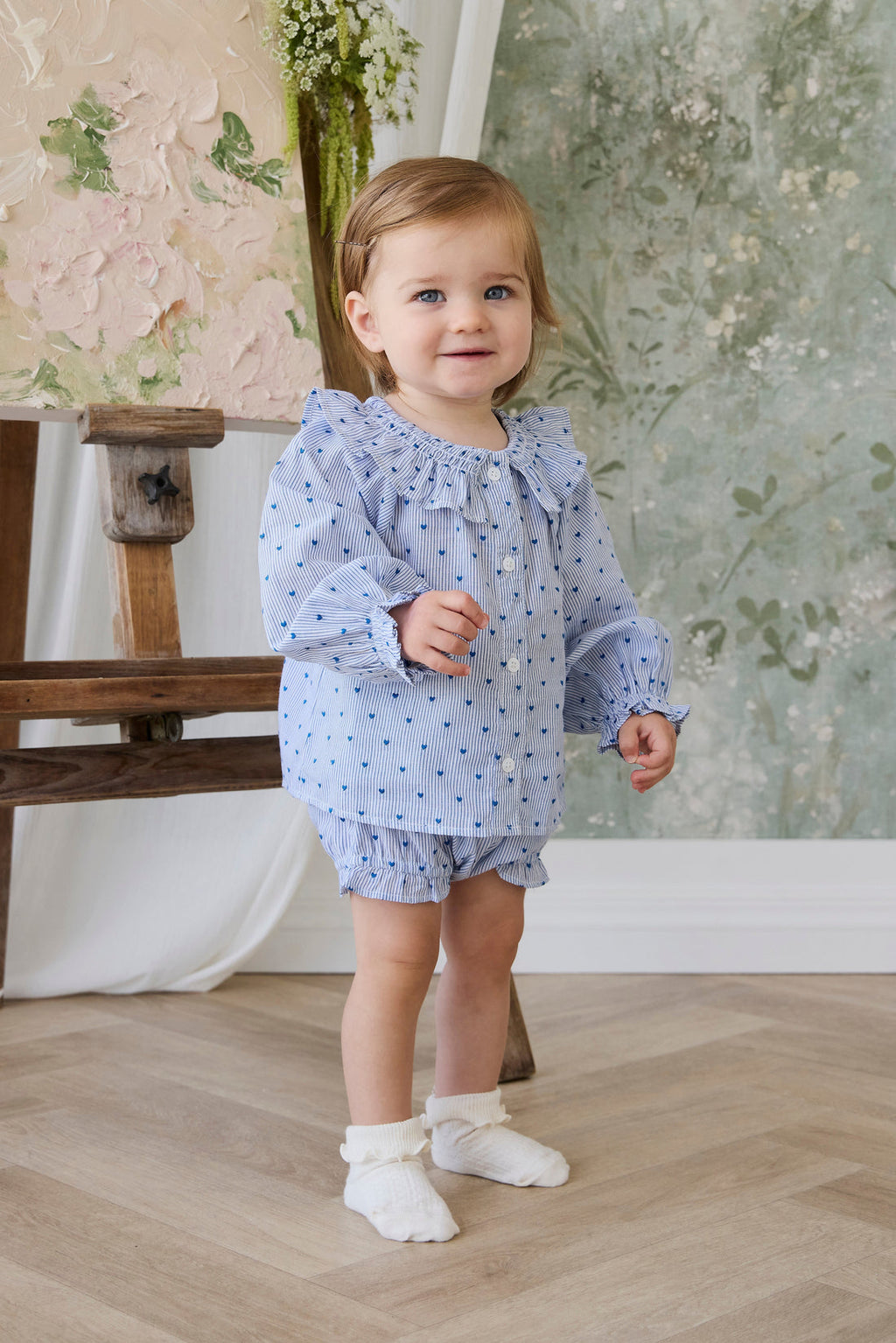 Organic Cotton Frill Bloomer - Mon Amour Stripe Indigo