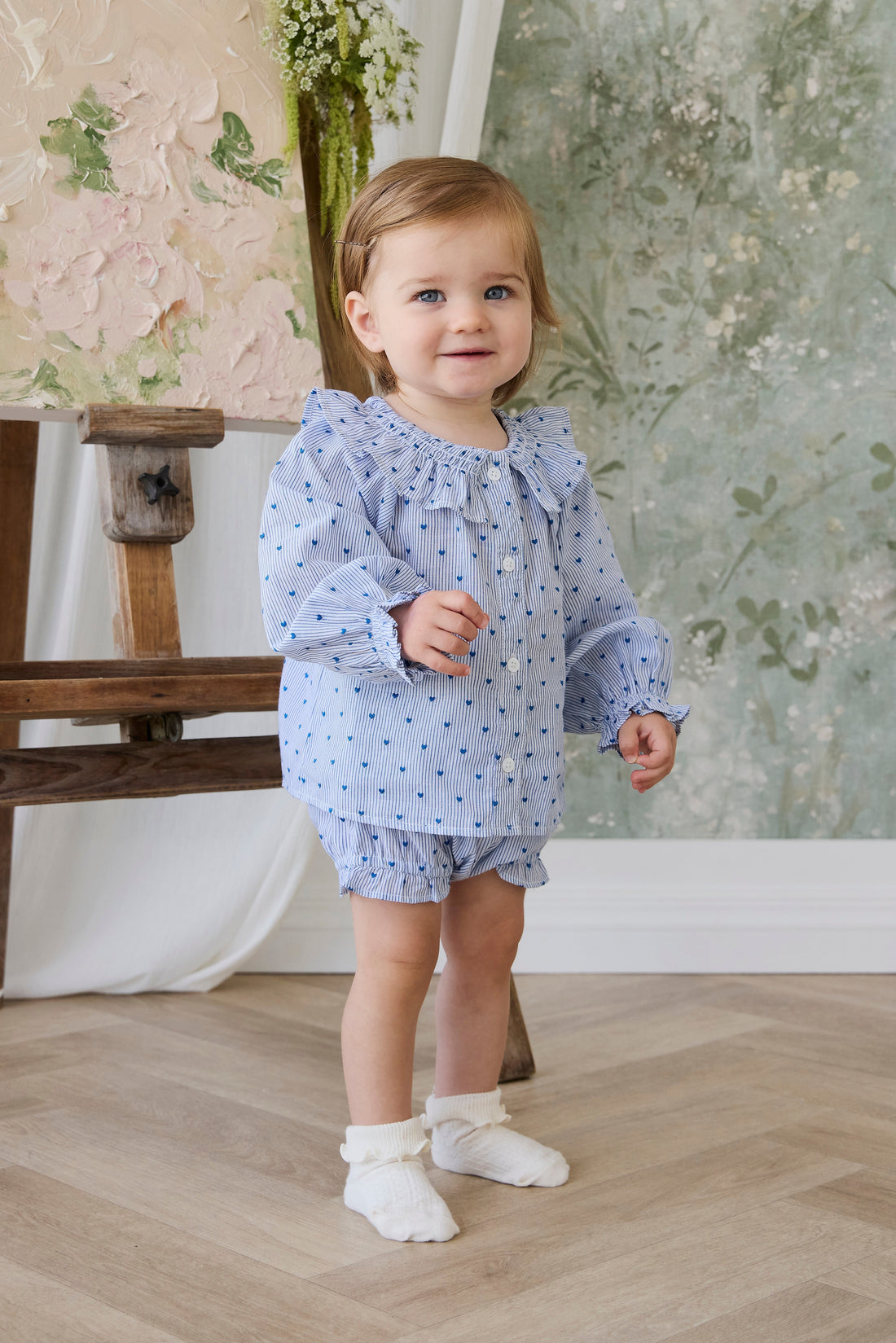 Organic Cotton Frill Bloomer - Mon Amour Stripe Indigo