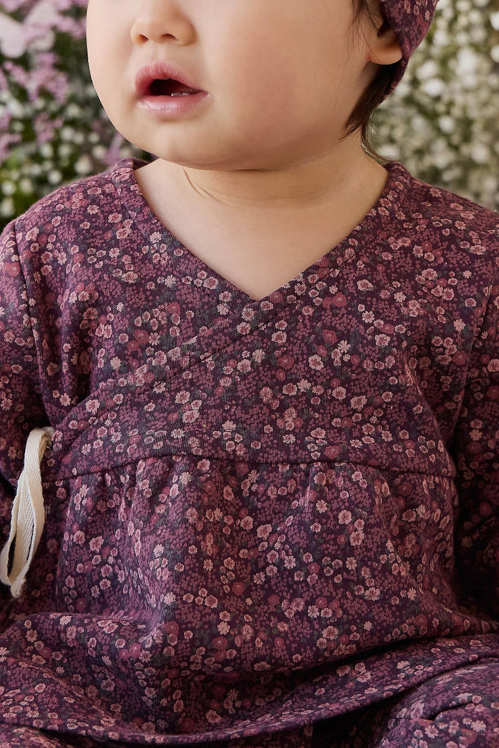 Organic Cotton Clemence Wrap Top - Fig Floral