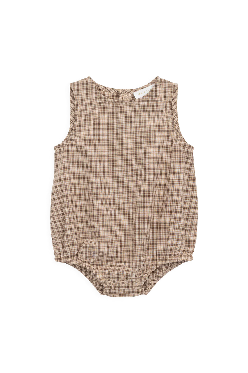Organic Cotton Bentley Playsuit - Cabin Check Cocoa