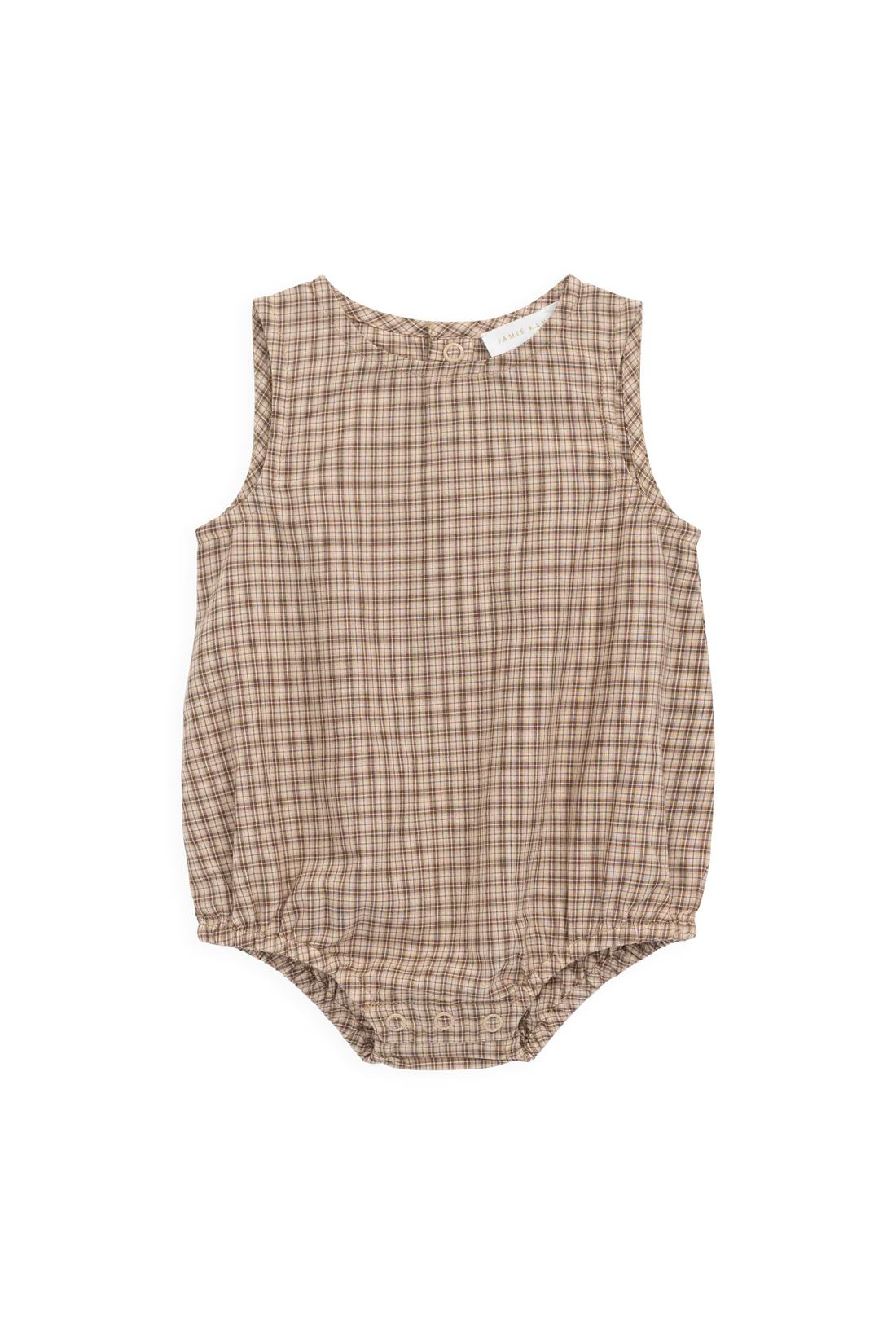 Organic Cotton Bentley Playsuit - Cabin Check Cocoa