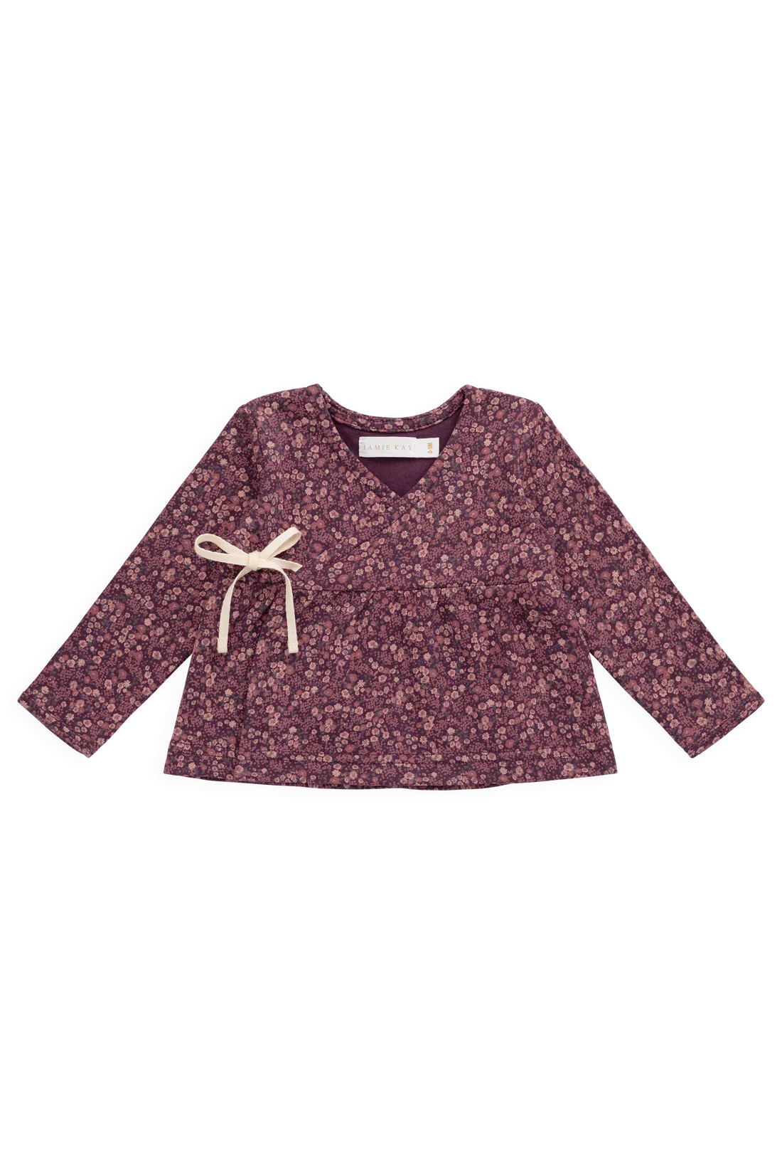 Organic Cotton Clemence Wrap Top - Fig Floral