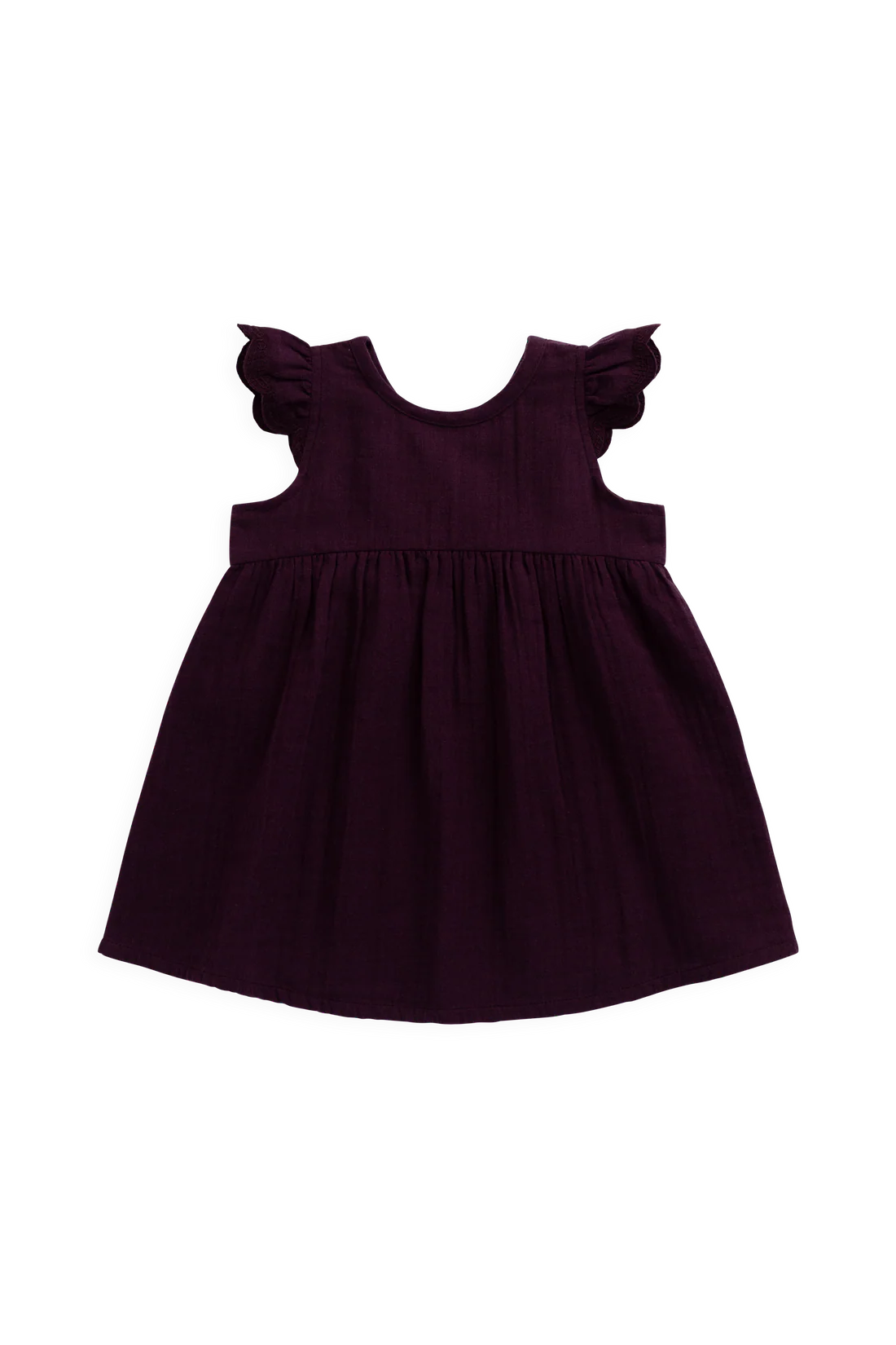 Organic Cotton Muslin Lace Dress - Fig