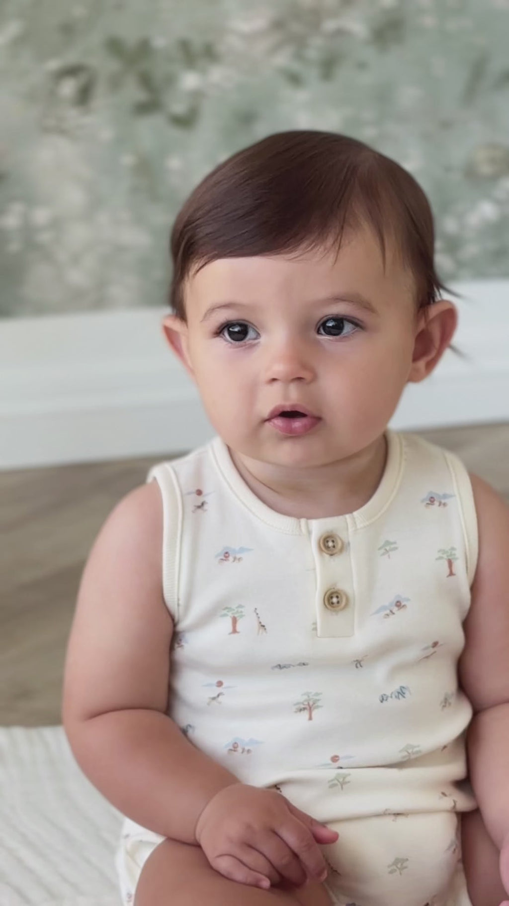 Organic Cotton Archie Playsuit - Savannah Animals Tofu